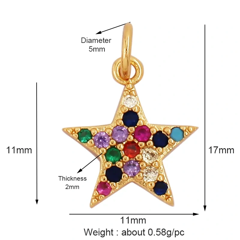 Cute Colourful Star Snowflake Sun FLowers 18K Gold Charm Pendant,Trendy Cubic Zirconia CZ Paved,Jewelry Necklace Accessories M49