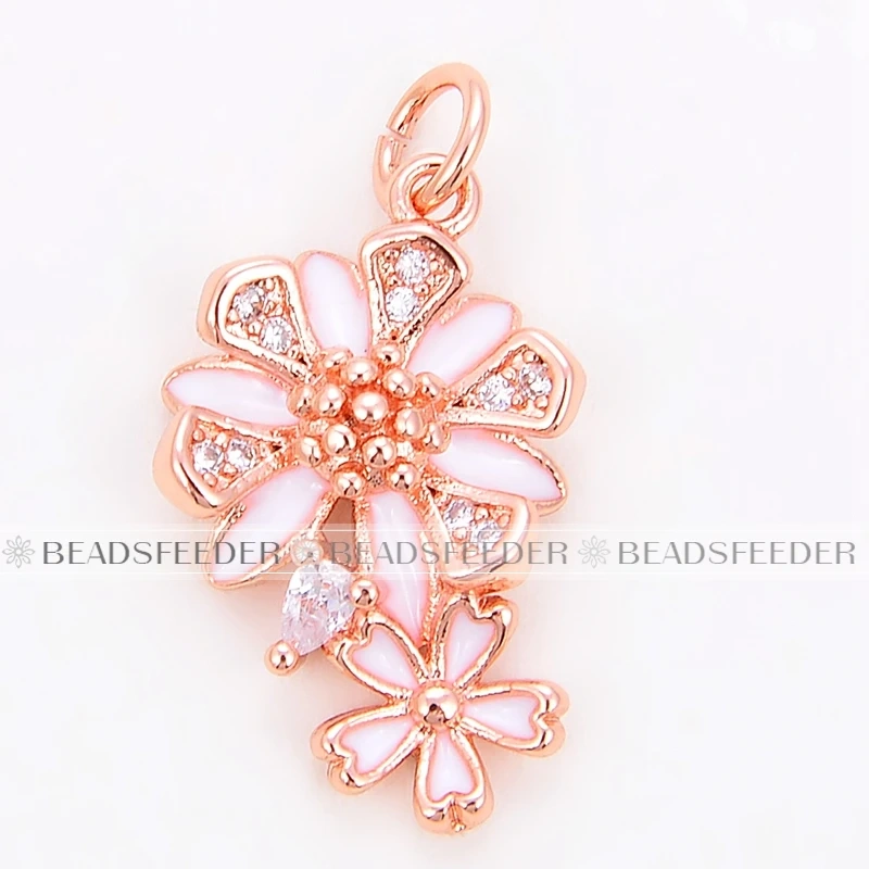 Beadsfeeder mini Daisy flower korean style charm pendant, gold/silver/rosegold colour plated , craft jewelry supplies