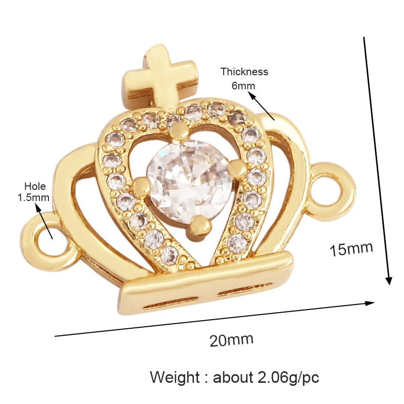 Trendy Star Moon Love Heart Flower Connector,18K Gold Plated CZ Charm Jewelry Findings Bracelet Necklace Accessories Supply M58