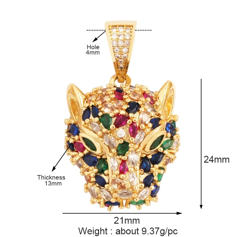 Leopard Lion Mouse Rabbit Snake Bear White Elephant Charm Pendant,18K Gold Animal Necklace Bracelet Handmade Jewelry Supply M64