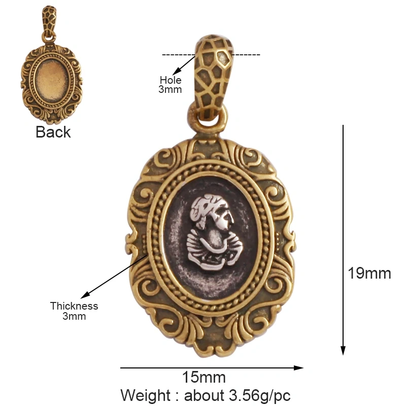 Antique Gold Bronze Beauty Portrait Knight Angel Goddess Coin Medallion Charm Pendant,Necklace Jewelry Accessories Supplies M64