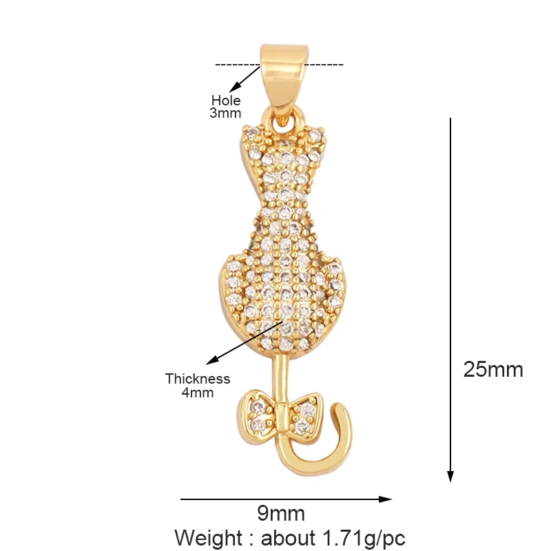 Leopard Lion Mouse Rabbit Snake Bear White Elephant Charm Pendant,18K Gold Animal Necklace Bracelet Handmade Jewelry Supply M64