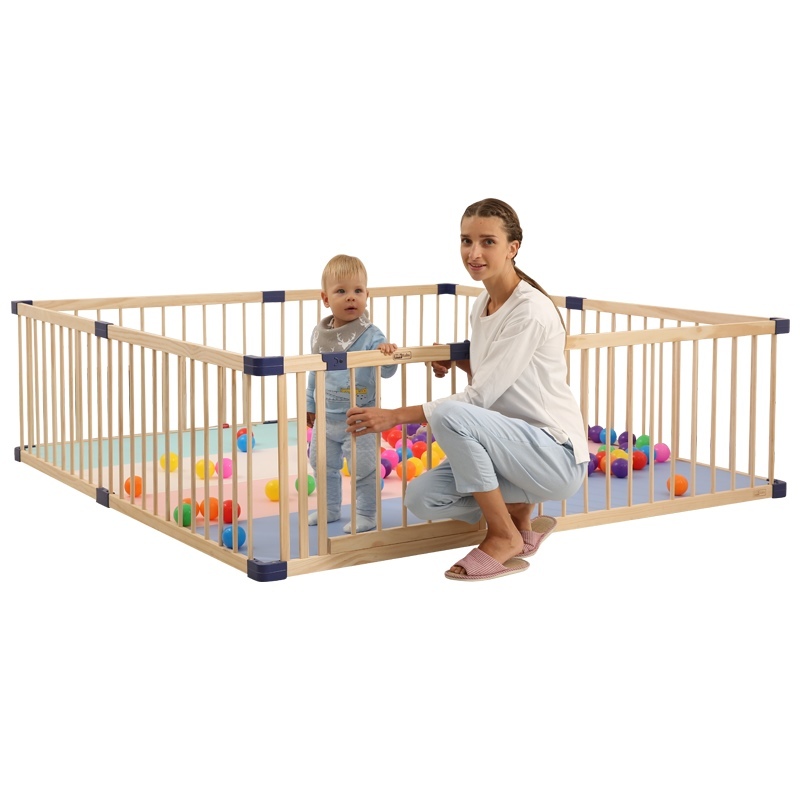 JollyBaby Solid wood indoor playpen for toddlers, designed for crawling and walking safety