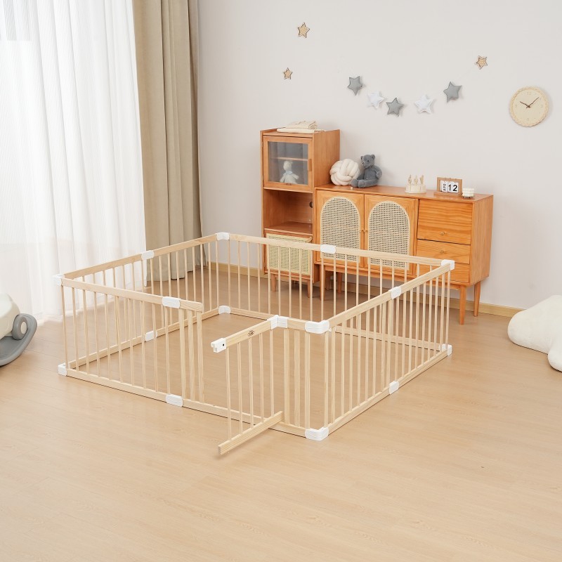 High-Quality Wooden Playpen: Safe &amp; Expandable - Ideal for Indoor/Outdoor Play
