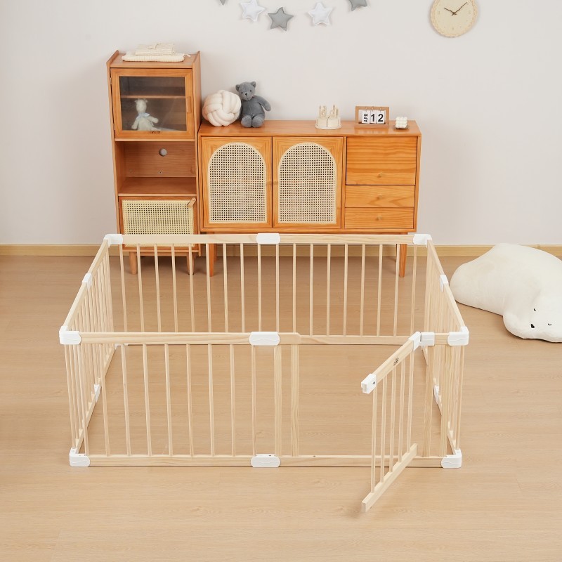 High-Quality Wooden Playpen: Safe &amp; Expandable - Ideal for Indoor/Outdoor Play