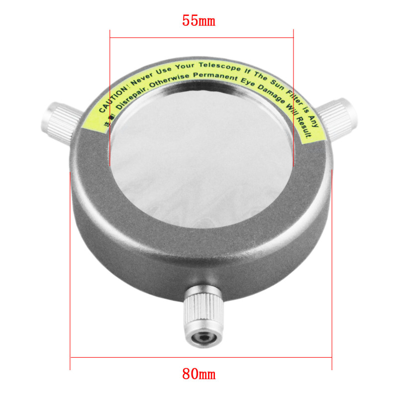 Astromania Deluxe Solar Filter 80mm Adjustable Metal Cap for Telescope Tubes with Outer Diameter from 50mm To 72mm Aperture 55mm