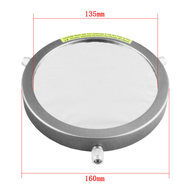 Astromania Deluxe Solar Filter 160mm Adjustable Metal Cap for Telescope Tubes with Outer Diameter 130 to 152mm Aperture 135mm