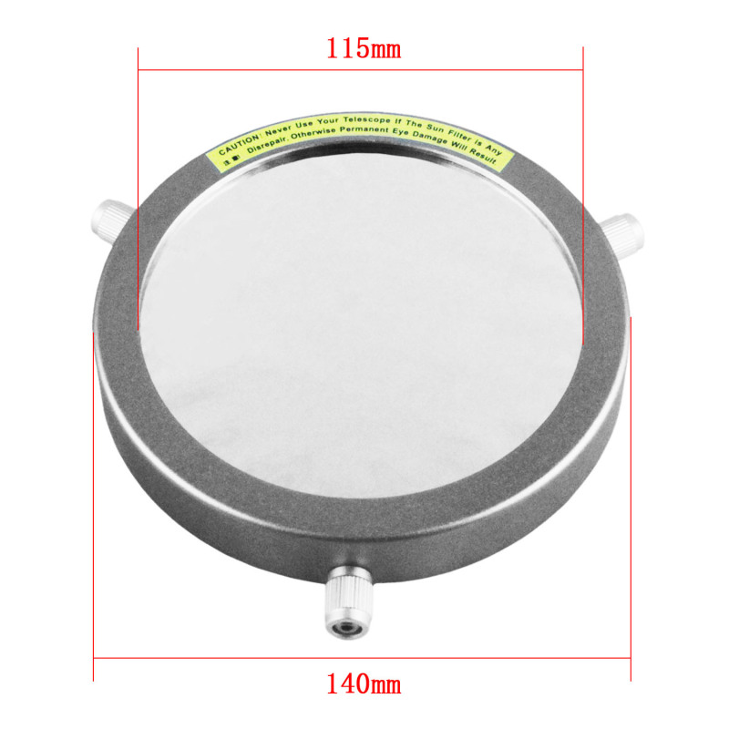Astromania Deluxe Solar Filter 140mm Adjustable Metal Cap for Telescope Tubes with Outer Diameter 110 to 132mm Aperture 115mm