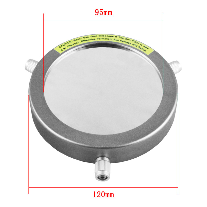 Astromania Deluxe Solar Filter 120mm Adjustable Metal Cap for Telescope Tubes with Outer Diameter 90mm to 112mm Aperture 95mm
