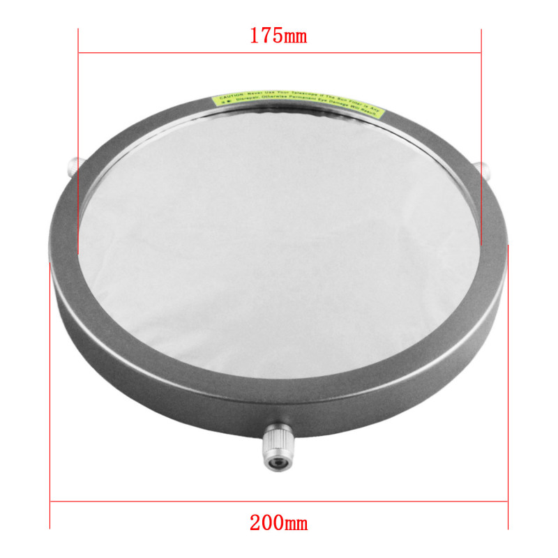 Astromania Deluxe Solar Filter 200mm Adjustable Metal Cap for Telescope Tubes with Outer Diameter 170 to 192mm Aperture 175mm