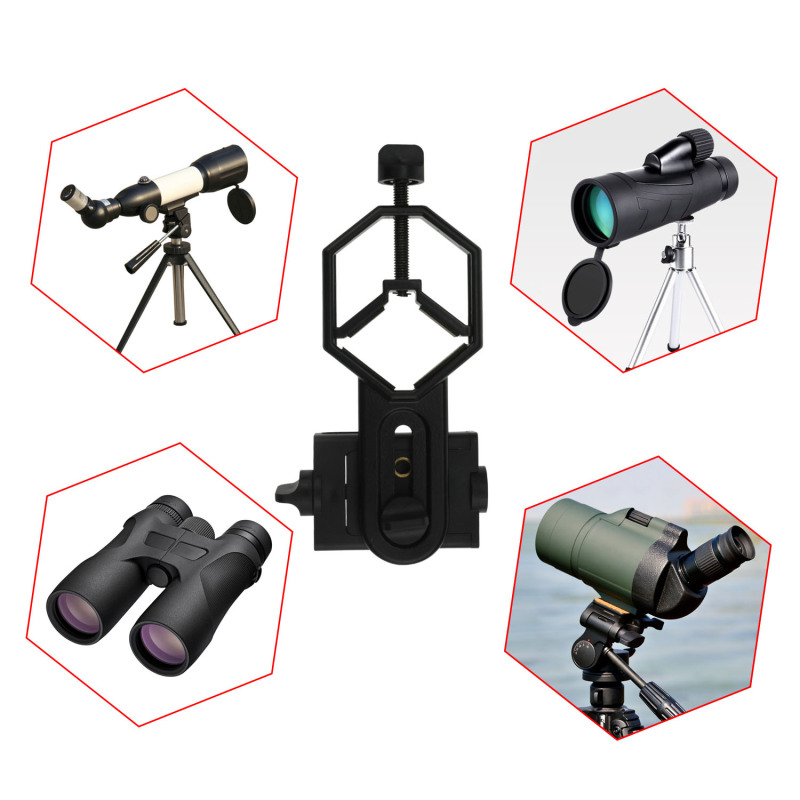Astromania Universal Cell Phone Adapter Mount Support Binocular Monocular Spotting Scope Telescope and Microscope Optical Device - Black