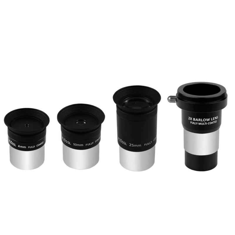 Astromania Multi coated 1.25-Inch Plossl Eyepieces(4mm, 10mm, 25mm) with 2x Barlow Astronomical Telescope Accessory Kit - let you get the most out