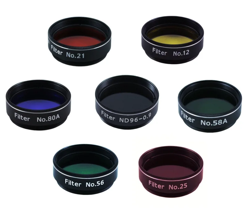 Astromania Filter Set of 1.25-Inch Seven Telescope Filters - Incredible value to have most commonly used color plantary eyepiece filters