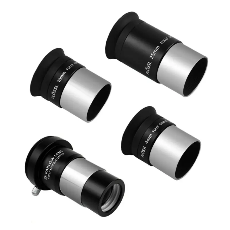 Astromania Multi coated 1.25-Inch Plossl Eyepieces(4mm, 10mm, 25mm) with 2x Barlow Astronomical Telescope Accessory Kit - let you get the most out