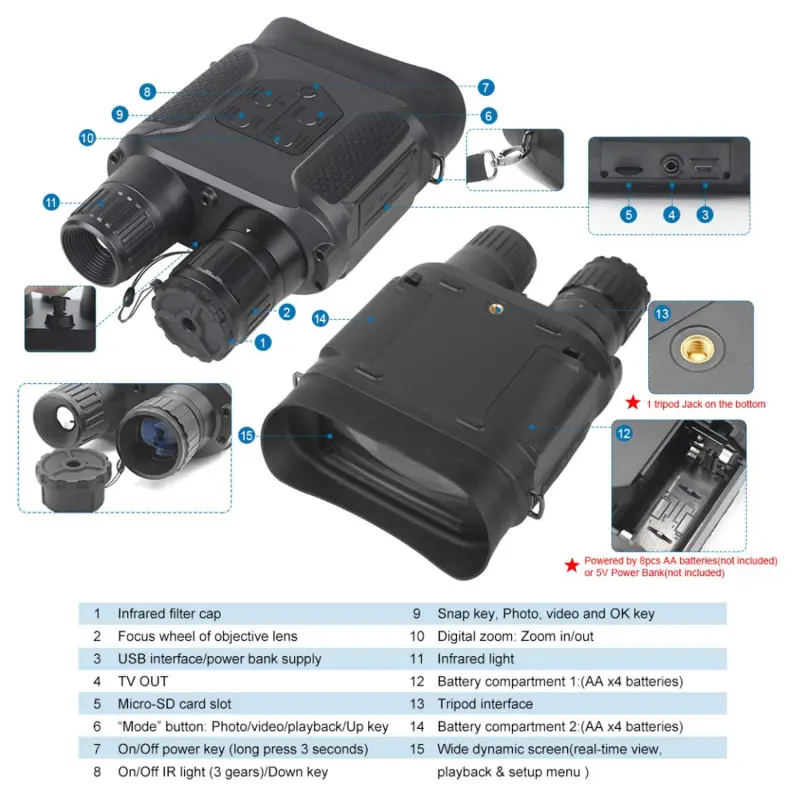 Astromania Night Vision Binocular / Digital Infrared Night Vision Scope - QIYAT Infrared 7x31 Waterproof Hunting IR Telescope with 2.0 inch TFT LCD In