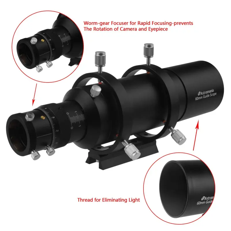 Astromania 60mm Compact Deluxe Finder &amp; Guidescope Kit with 1.25&quot; Double Helical Focuser - Guiding with the Mini-Guide Scope