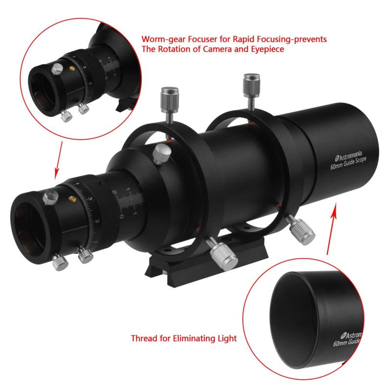 Astromania 60mm Compact Deluxe Finder & Guidescope Kit with 1.25" Double Helical Focuser - Guiding with the Mini-Guide Scope