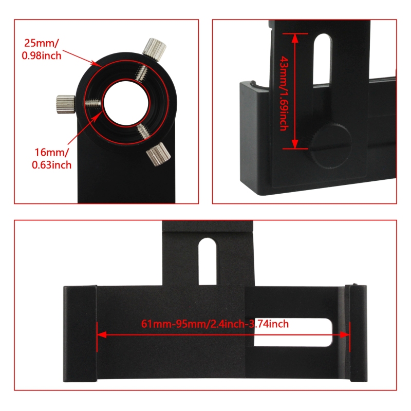 Astromania Smartphone IPhone Adapter with Eyepiece Adapter 16mm - 25mm - for photography with telescopes and spotting scope or binoculars