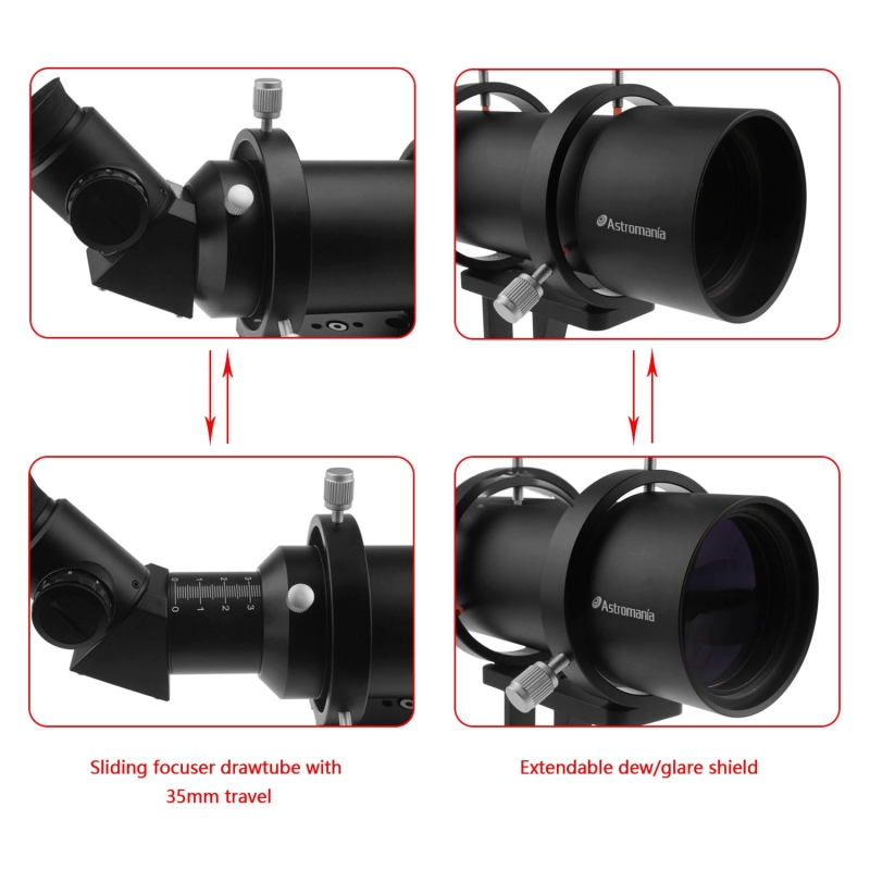 Astromania 10x60 Finder Scope + Guide Scope 45° angled with illuminated reticle eyepiece