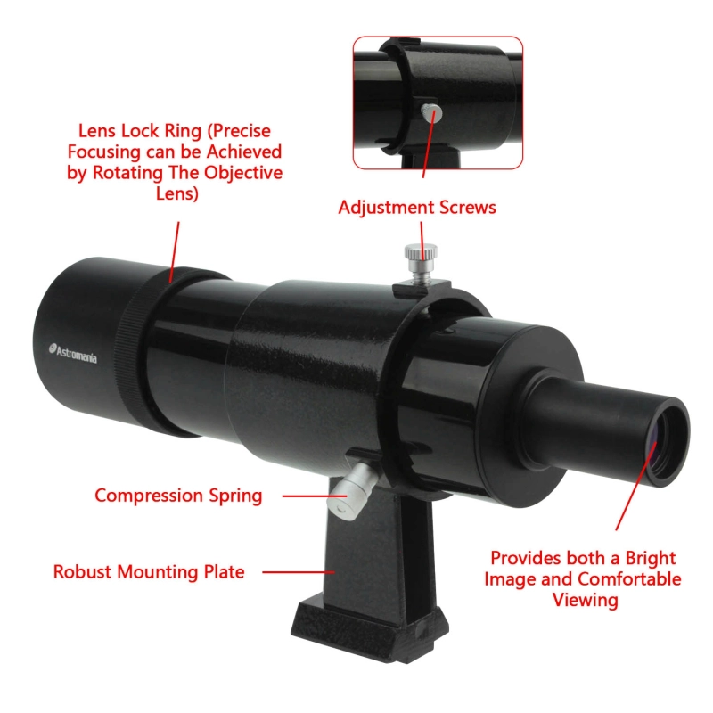 Astromania 9x50 Finder Scope, Black - it provides both a bright image and comfortable viewing