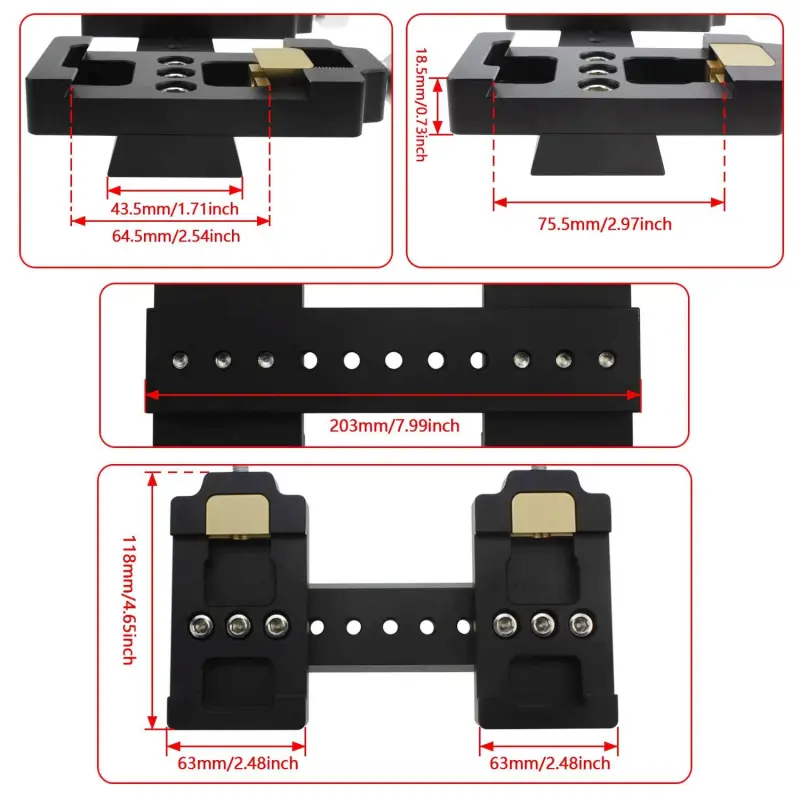 Astromania Narrow-to-Wide Dovetail Adapter Plate - Adaptor Dovetail Clamp from Vixen Level to Losmandy