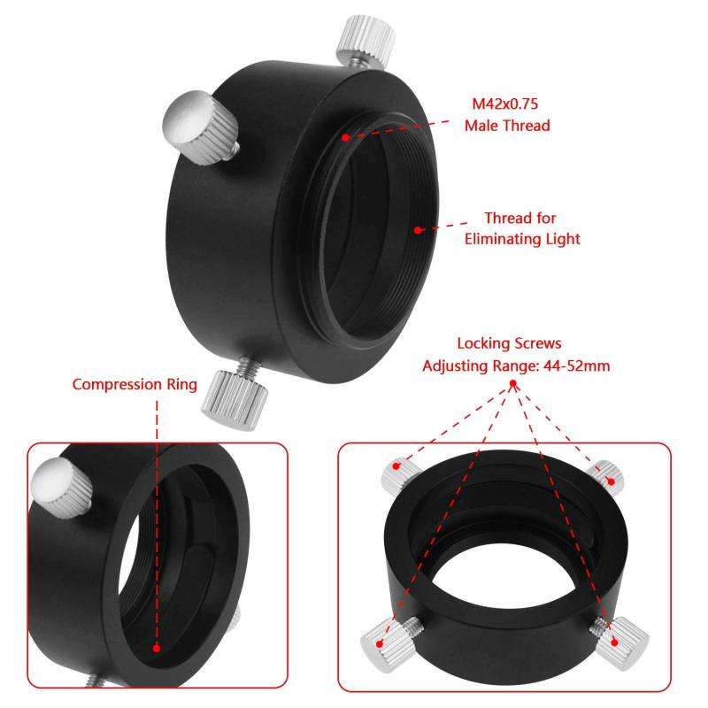 Astromania Universal T2 Camera Photo Adapter for Telescope and Spotting Scope-eyepieces adaptor 44-52mm-attach your camera or smartphone to eyepieces