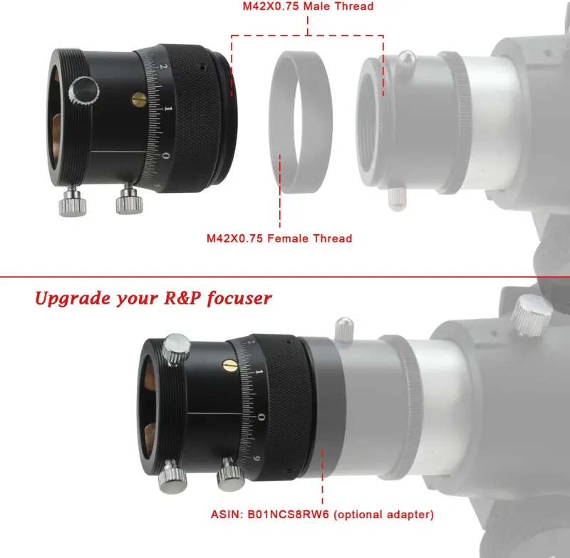 Astromania 1.25&quot; High Precision Double Helical Focuser with 0.05mm scale for Telescope Lenses/Finder &amp; Guidescope