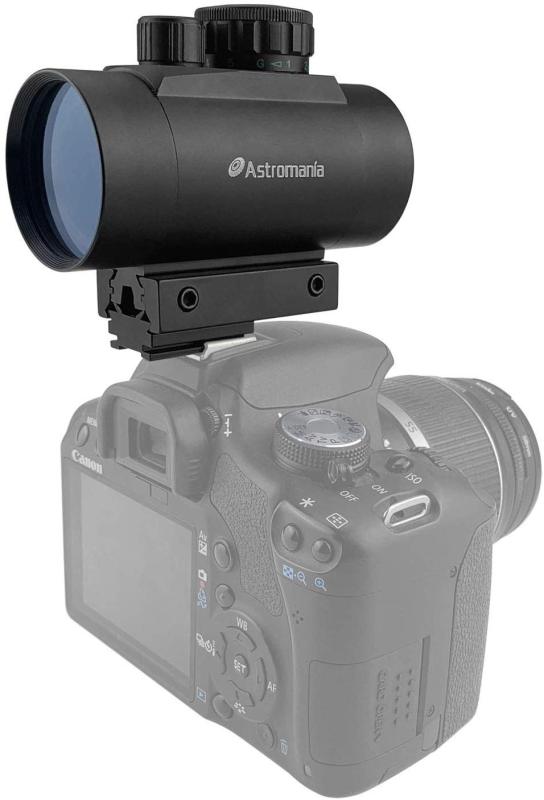 Astromania 1X40RD Reflex Red Green Dot Sight lighted Scope Mount to fix to a DSLR camera flash type connection