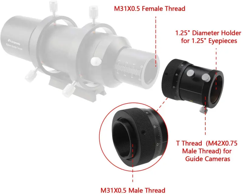 Astromania 1.25&quot; High Precision Double Helical Focuser with 0.05mm scale for Telescope Lenses/Finder &amp; Guidescope