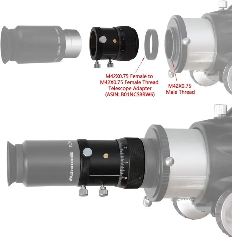 Astromania 1.25&quot; High Precision Double Helical Focuser with 0.05mm scale for Telescope Lenses/Finder &amp; Guidescope