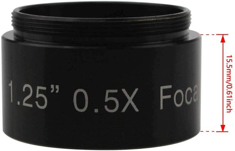 Astromania 0.5X Reducer for Photography And Observing - 1.25&quot; Filter Thread (28.5x0.75MM) on Both Sides - Reduces The Focal Length for Visual