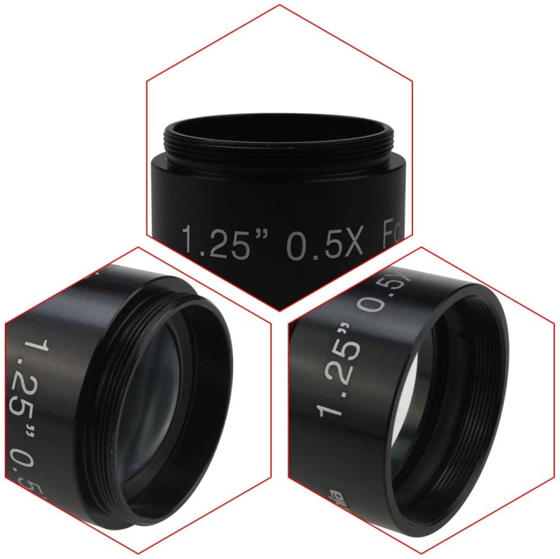 Astromania 0.5X Reducer for Photography And Observing - 1.25" Filter Thread (28.5x0.75MM) on Both Sides - Reduces The Focal Length for Visual