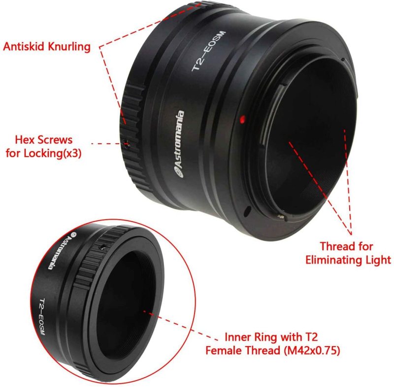 Astromania Canon EOS-M T2 Mount Lens Adapter for Canon EOS-M Camera System Telescope/spotting Scope Accessories