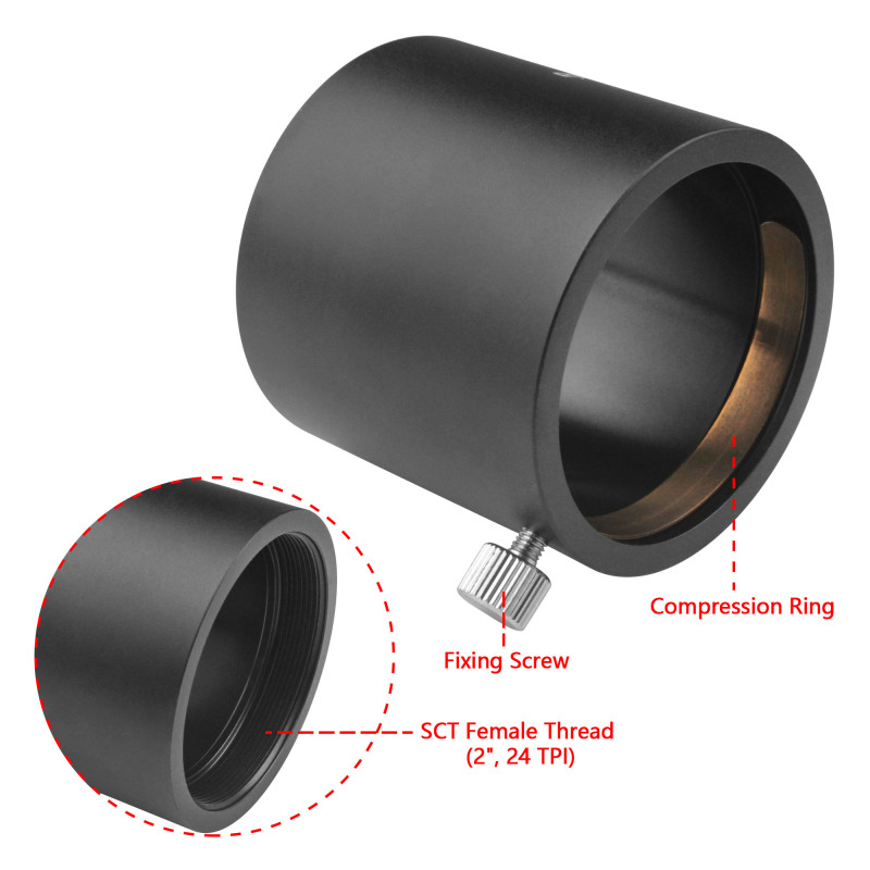 Astromania 2&quot; SCT Adapter - The 2&quot; Adapter for Your Schmidt Cassegrain Telescope - Allows You to use 2&quot; Accessories