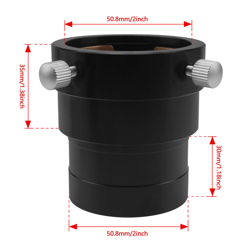 Astromania 2-Inch Telescope Eyepiece Extension Tube Adapter - Optical Length 35mm - With Standand 2-Inch Filter Threads