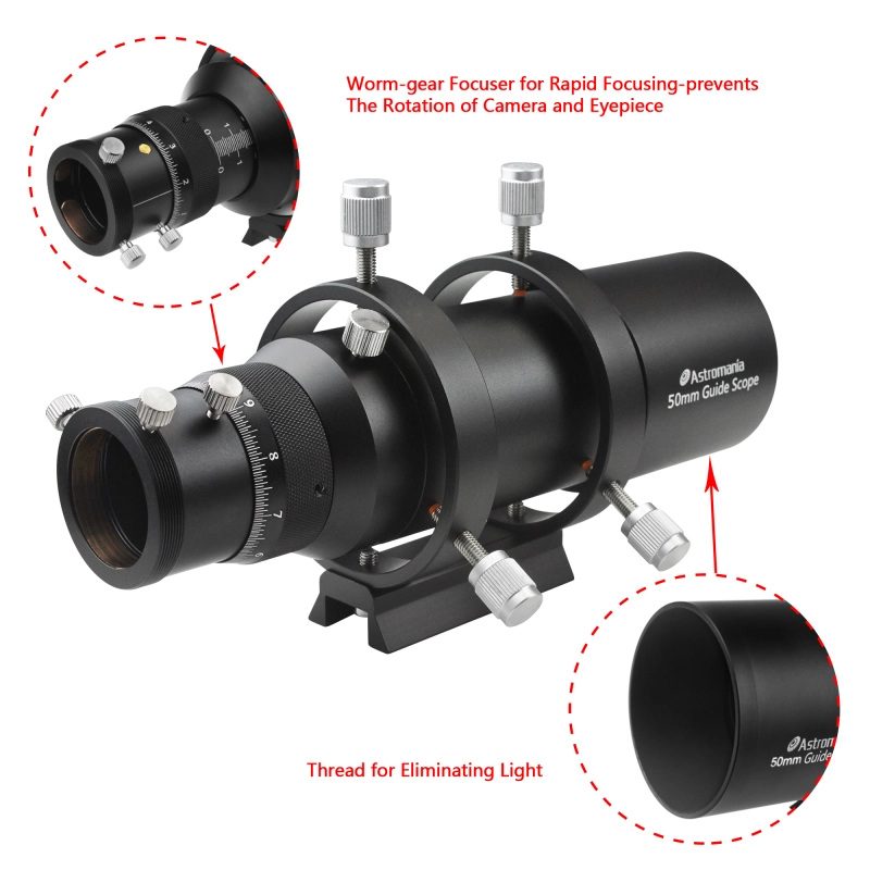 Astromania 50mm Compact Deluxe Finder &amp; Guidescope Kit with 1.25&quot; Double Helical Focuser - Guiding with the Mini-Guide Scope