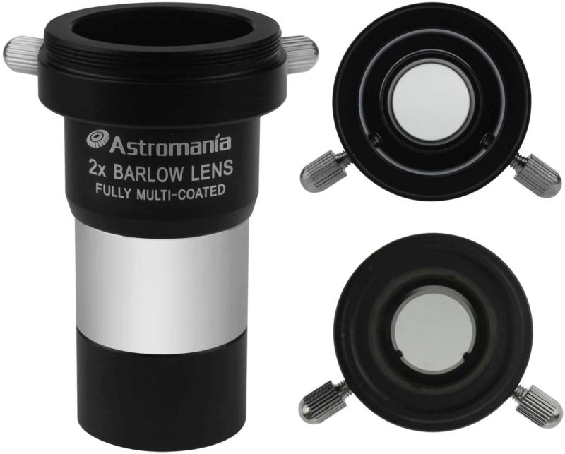 Astromania 1.25" Latest 2X Barlow Lens MultiCoated Metal with M42x0.75 Thread Camera Interface for Telescopes
