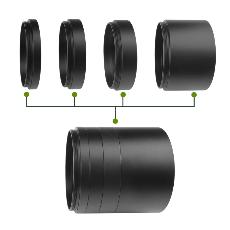 Astromania Astronomical 2"/M48-extension Tube Kit for cameras and eyepieces - Length 5mm 8mm 10mm 30mm - M48x0.75 on Both Sides