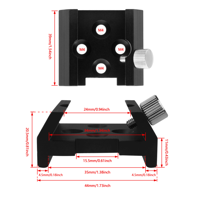 Astromania Dovetail Mounting Base With 4 Holes for M4 Screws