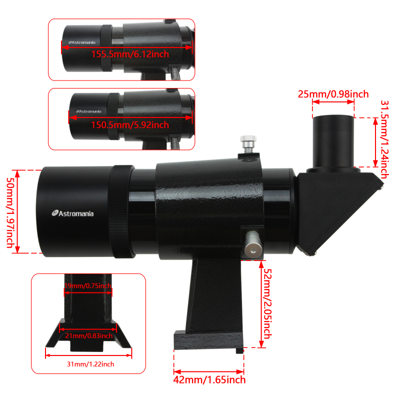 Astromania 9x50 Angled Finder Scope, Black - You will no longer need to strain your neck at difficult angles