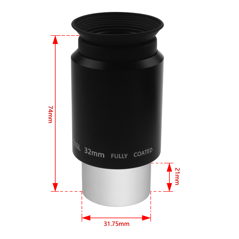 Astromania 1.25" 32mm Plossl Telescope Eyepiece - 4-element Plossl Design - Threaded for Standard 1.25inch Astronomy Filters