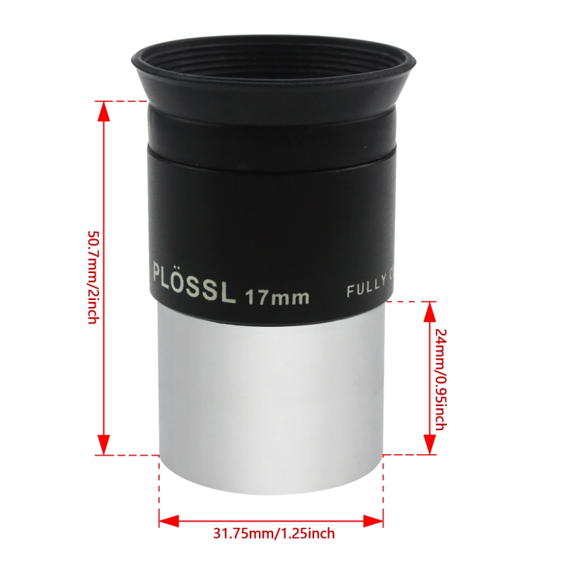 Astromania 1.25&quot; 17mm Plossl Telescope Eyepiece - 4-element Plossl Design - Threaded for Standard 1.25inch Astronomy Filters