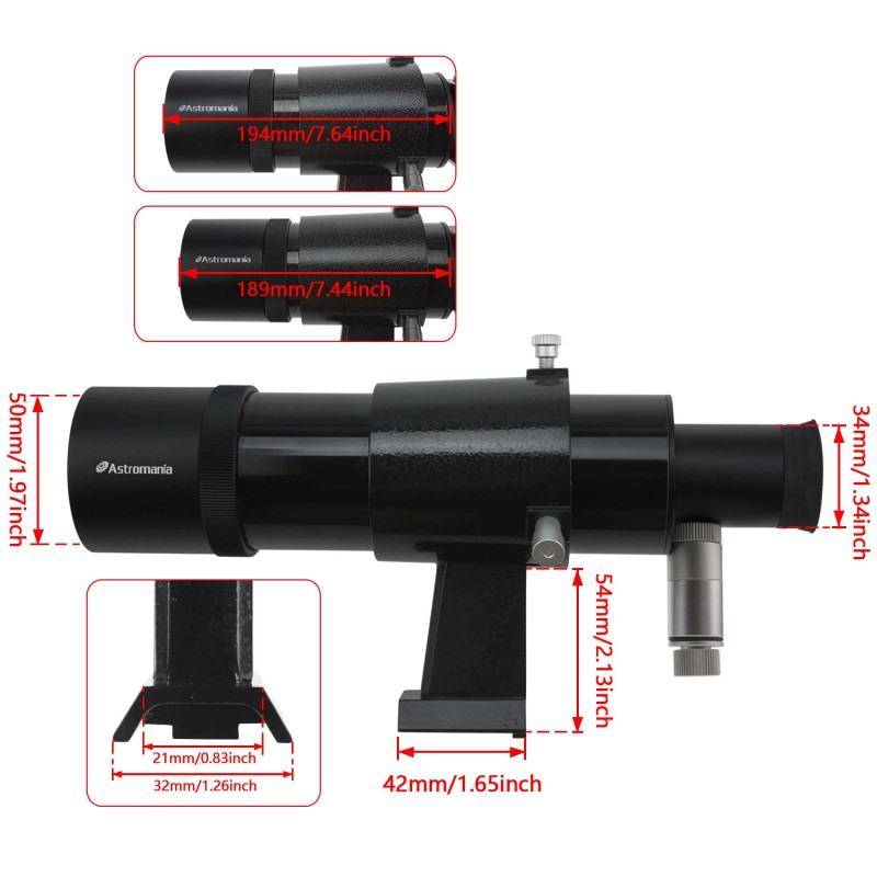 Astromania 9x50 Illuminated Finder Scope, Black - it provides both a bright image and comfortable viewing