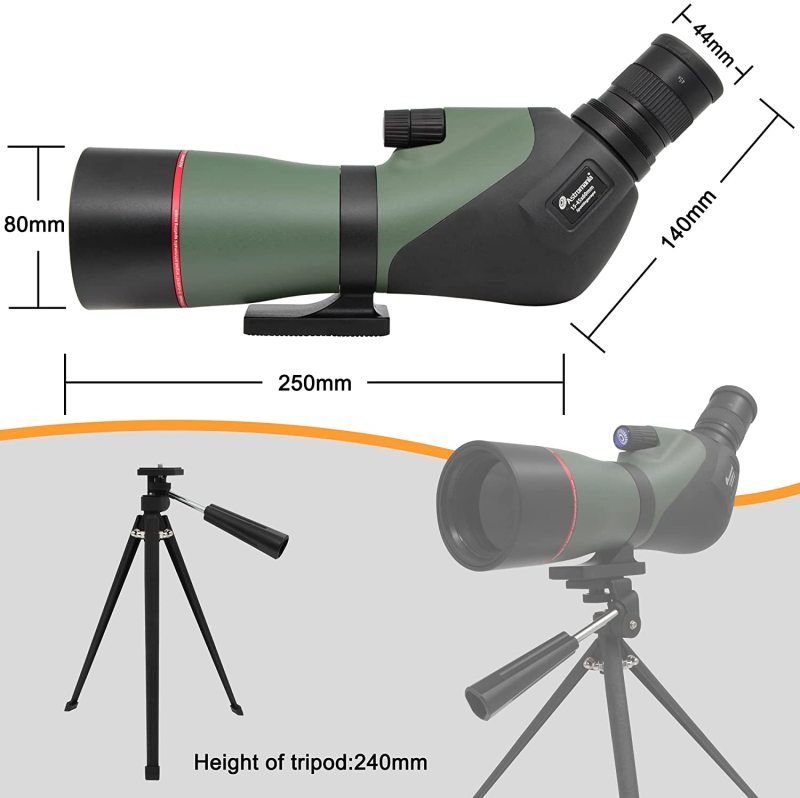 Astromania 15-45x60/45° Spotting Scope with Tripod and Carrying Bag - BAK4 Angled Telescope - Waterproof Scope for Hunting Bird Watching Wildlife Scen