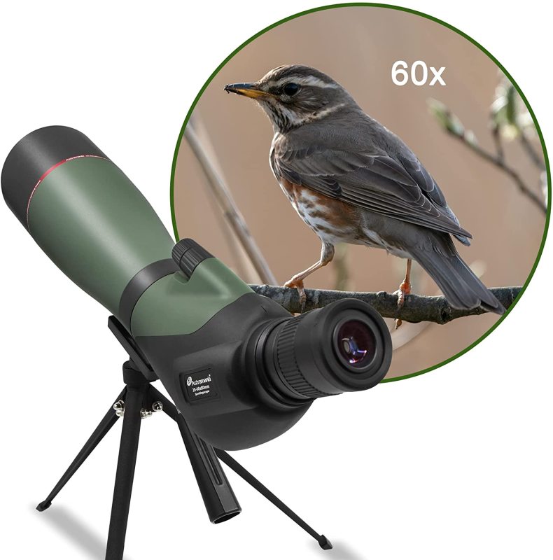 Astromania Spotting Scopes with Tripod, Carry Bag, 20-60x80, 45 Degree Angled, Waterproof, for Birding, Scenery, Wildlife Viewing, Hunting