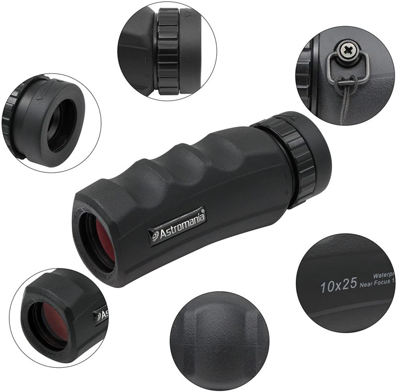 Astromania 10x25 Waterproof Compact Monocular for Adults and Kids, Bird Watching, Theater and Concerts, Hunting and Sport Games