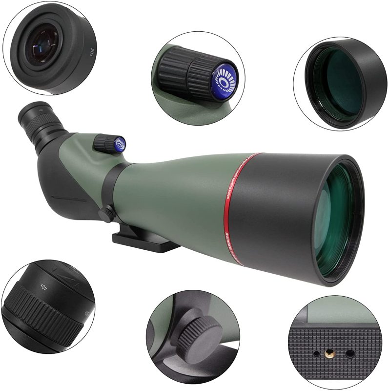 Astromania Spotting Scopes with Tripod, Carry Bag, 20-60x80, 45 Degree Angled, Waterproof, for Birding, Scenery, Wildlife Viewing, Hunting