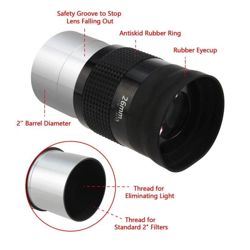 Astromania 2&quot; Kellner FMC 55-Degree eyepiece - 26mm - wide field eyepices with comfortable viewing position