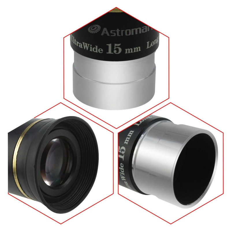 Astromania 1.25&quot; 15mm 66-degree Ultra Wide Angle Eyepiece for Telescope