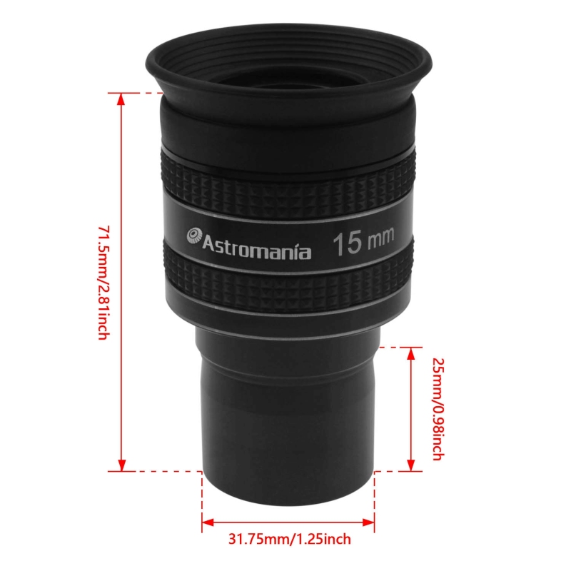 Astromania 1.25&quot; 15mm 58-Degree Planetary Eyepiece For Telescope